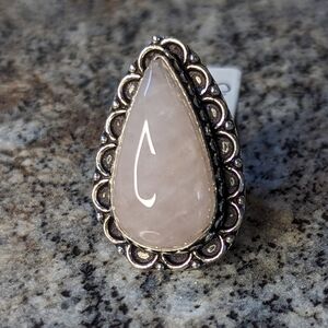 Pink quartz silver Ring
